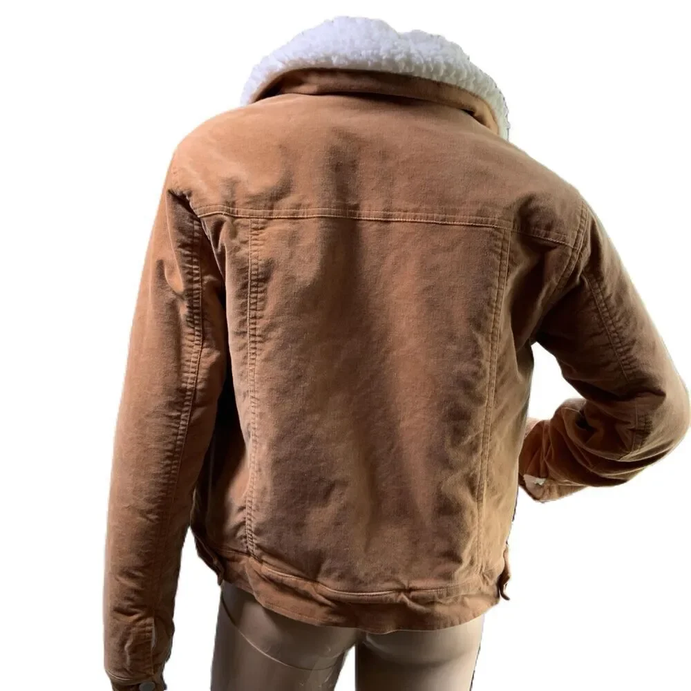 Forever 21 Tan Corduroy Sherpa Lined Trucker Jacket Size Medium‎